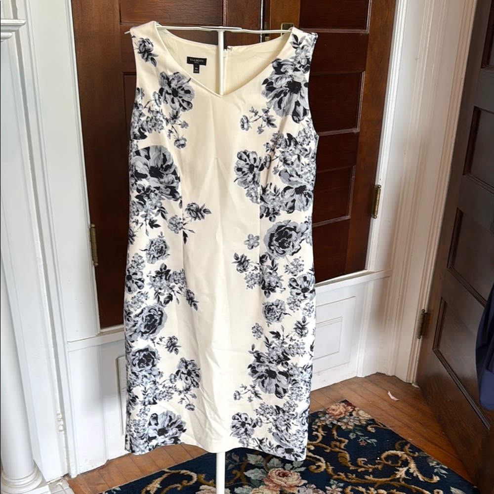 Talbots Cream Sheath Midi Dress‎ V-Neck Sleeveless